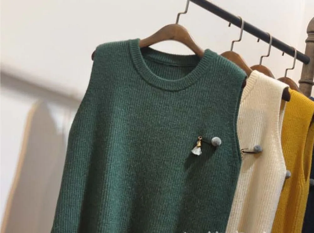 2018 свитер пончо всесезонный пуловер с круглым вырезом однотонный без рукавов брошь на бретелях булавкой