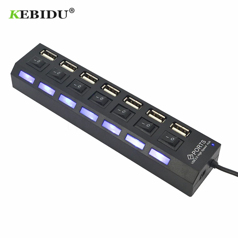 Разветвитель KEBIDU USB на 7 портов 480 Мбит/с 2 0|USB-адаптеры| |