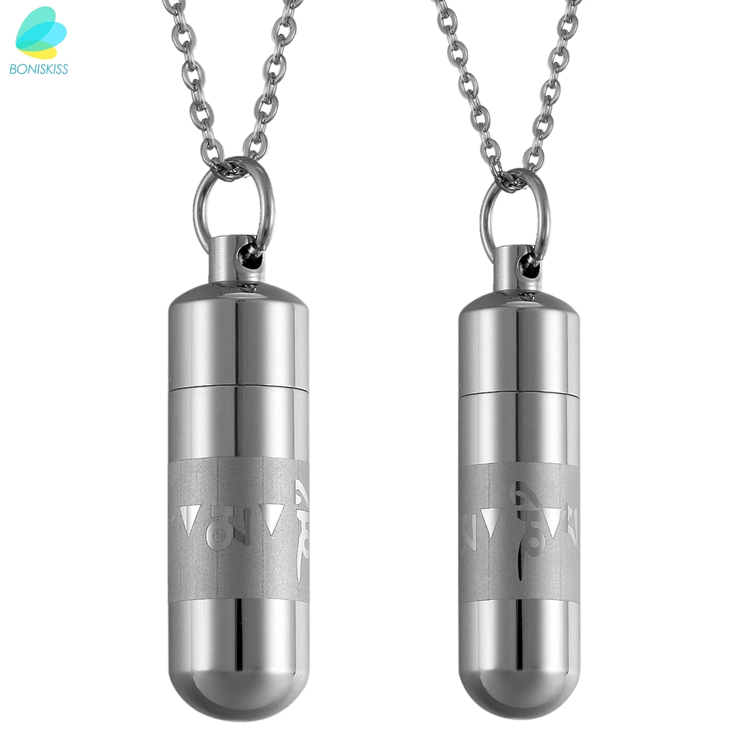 

BONISKISS Couple Pendant Om Mani Padme Hum Perfume Bottle Necklace Empty Can Open