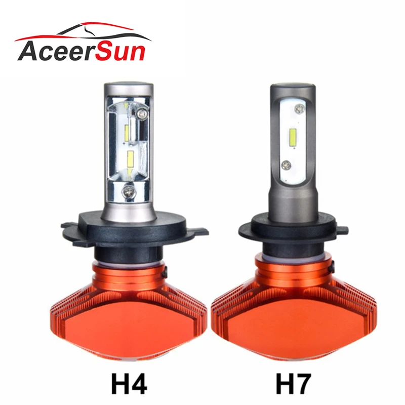 ACEERSUR LED H7 H4 H11 6500K Auto Car Headlight 9005 9006 H3 H8 H9 H1 LEDs 50W 8000LM Automobile Bulb Fanless 12V HB3 HB4 | Автомобили и