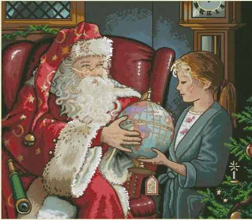 

Gold Collection Counted Cross Stitch Kit One Christmas Eve Santa and Girl Bedtime Story dim 08803