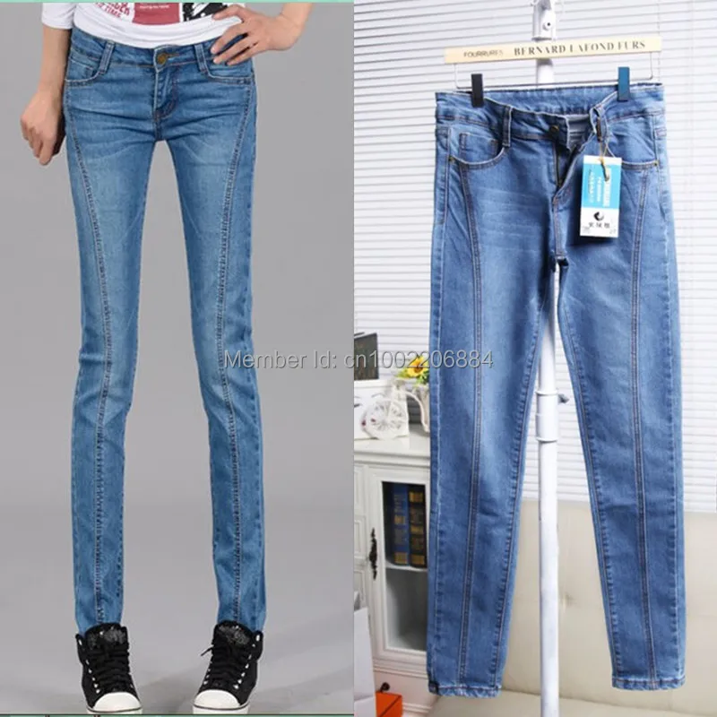 2014 new Korean ladies Double creases feet pencil pants jeans slim stretch casual trousers tid |