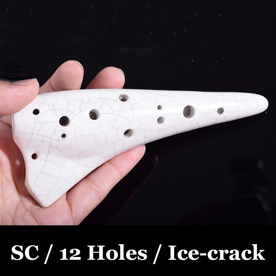 

SC Ceramic Ocarina Submarine Soprano C Glazed Flute Tenor Flauta 12 Hole Okarina Wind Musical Instrument Ice-crack Kiln-fired