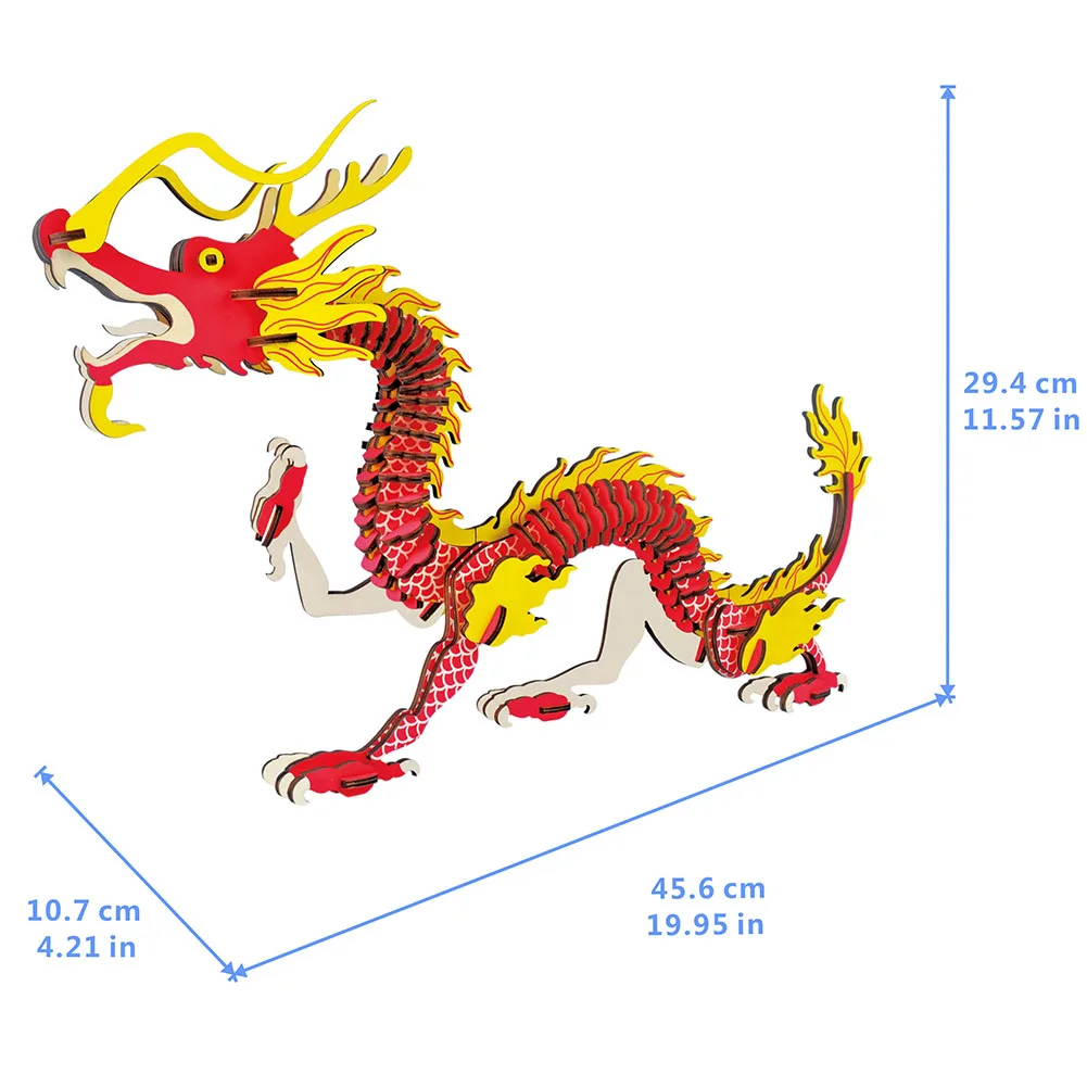 3D DIY Dragon Wooden Puzzle Woodcraft Construction Kit Game Assembly Toy Gift for Children Adult New | Игрушки и хобби