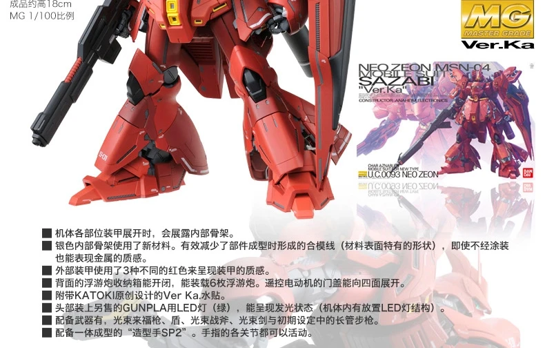 Аниме мобильный костюм Daban MSN-04 SAZABI Gundam светодиодный светильник MG 1/100 Модель робот головоломка детская игрушка сборка светодиодный фигурки подарок