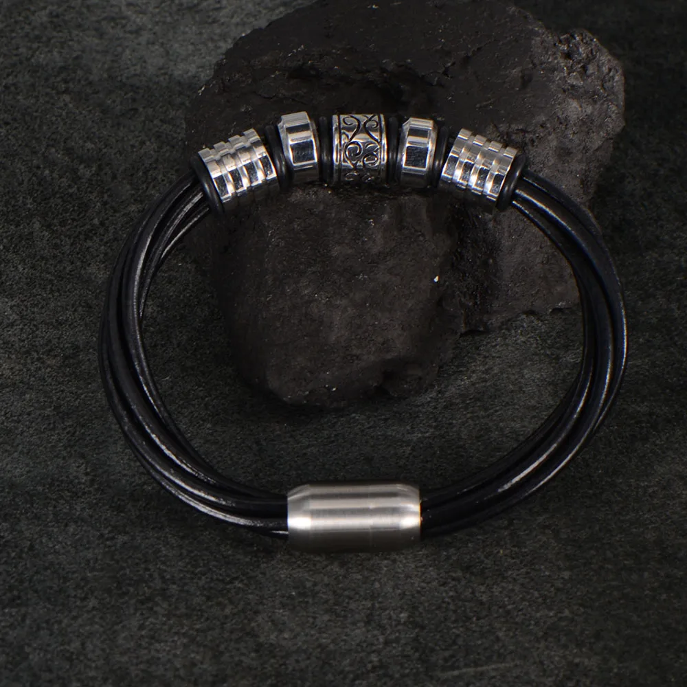 One piece sale high quality multi-layer leather bracelet bangle leisurely man's hip-pop jewelry VB345 | Украшения и
