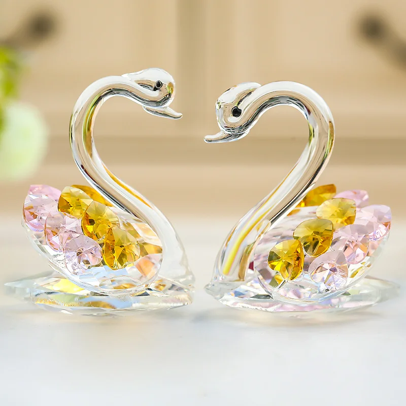 1 шт. ручной работы с украшением в виде кристаллов фигурка лебедя миниатюры