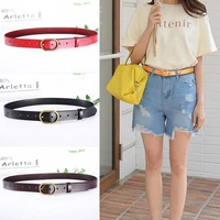 luxury womens belt with golden pin buckles designer ladies cowhide belt retro fashion thin skinny belt quality woman strap