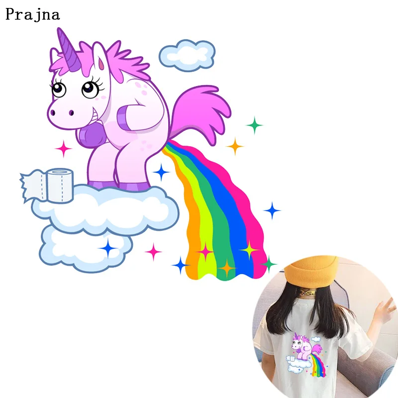 

Prajna Rainbow Unicorn Thermal Transfer for Clothing Printed Iron-on Stickers DIY Animal Heat Transfer to Clothes Accessories F