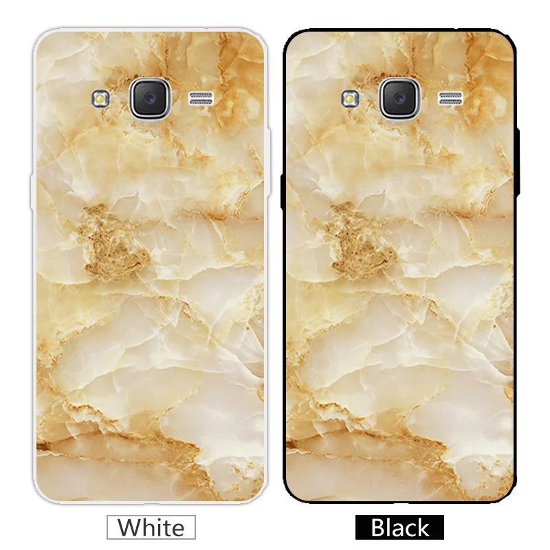 Silicone Marb Case for Samsung Galaxy Grand Prime G530 Clear Soft TPU For Black Back Matte Cover |