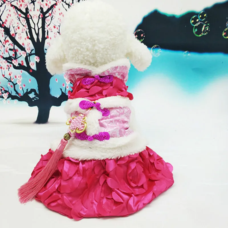 Pet Dog Cloth Winter Warm Cotton Clothes China Style Costume for Christmas New Year Fashion Tang Suit Pets Clothing | Дом и сад