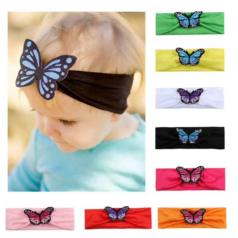 Новинка милая вязаная повязка на голову с бабочками для волос аксессуары