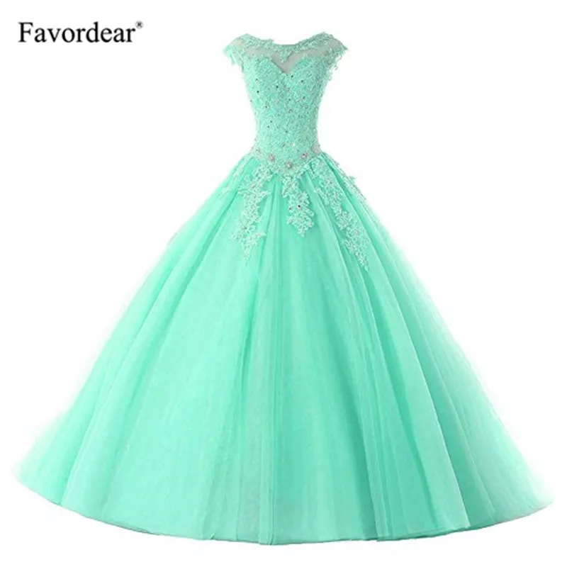 mint Favordear avordear Новая коллекция Quinceanera 15 лет Vestidos De 15 Anos Высокая шея Румяна Бальные платья - Цвет: mint