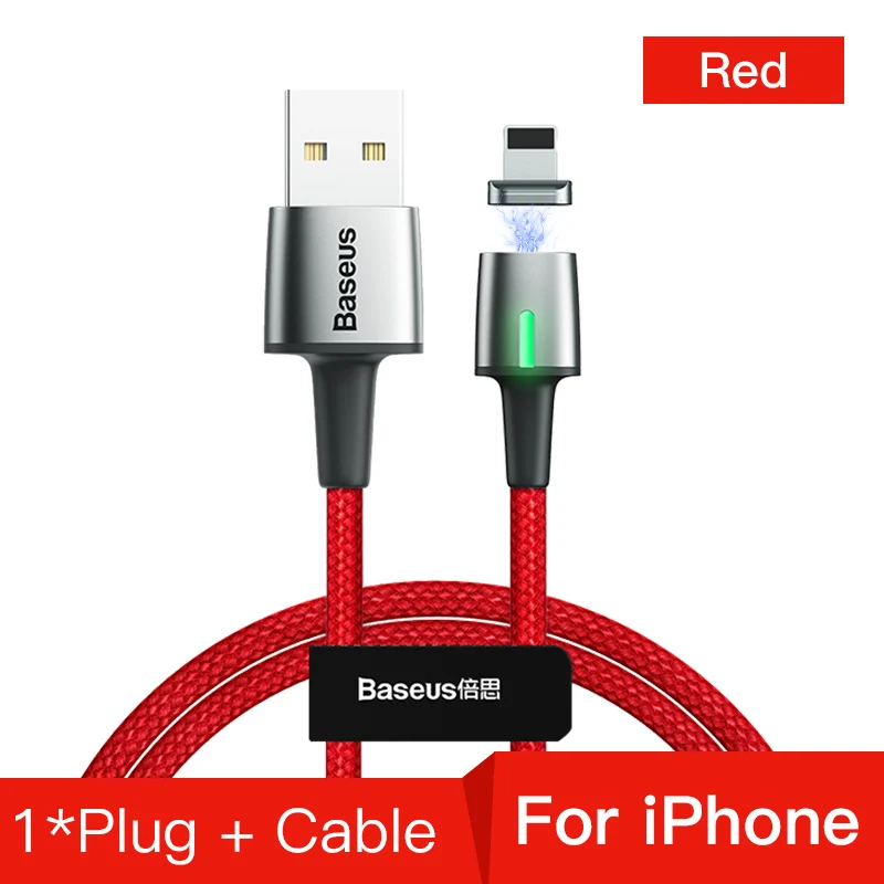 Магнитный зарядный usb-кабель Baseus для iPhone XR Xs Max быстрое зарядное устройство samsung S10 huawei P30 USB type C светодиодный кабель Micro usb - Цвет: Red for iPhone