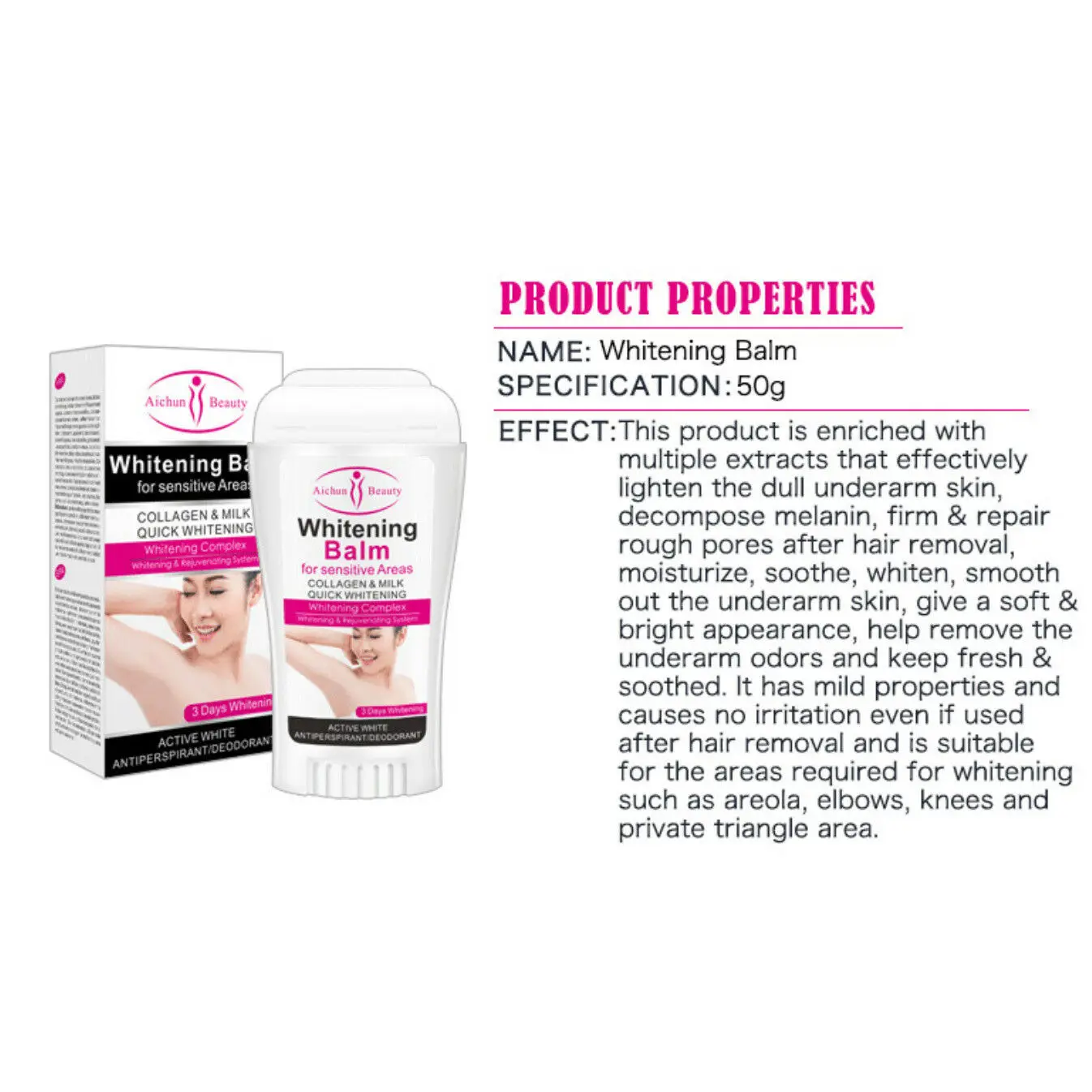 

Aichun Beauty Whitening Balm For Sensitive Areas Collagen Milk Quick System Skin Antiperspirants