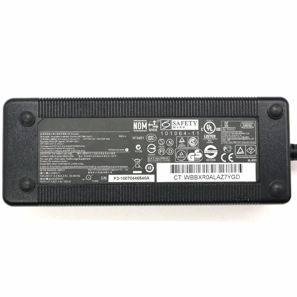 19V 7.1A 135W 397747-002 HSTNN-HA01 PA-1131-08HC Питание для HP NC4400 NC6300 NC6120 NC6110 NC6400 ноутбук адаптер
