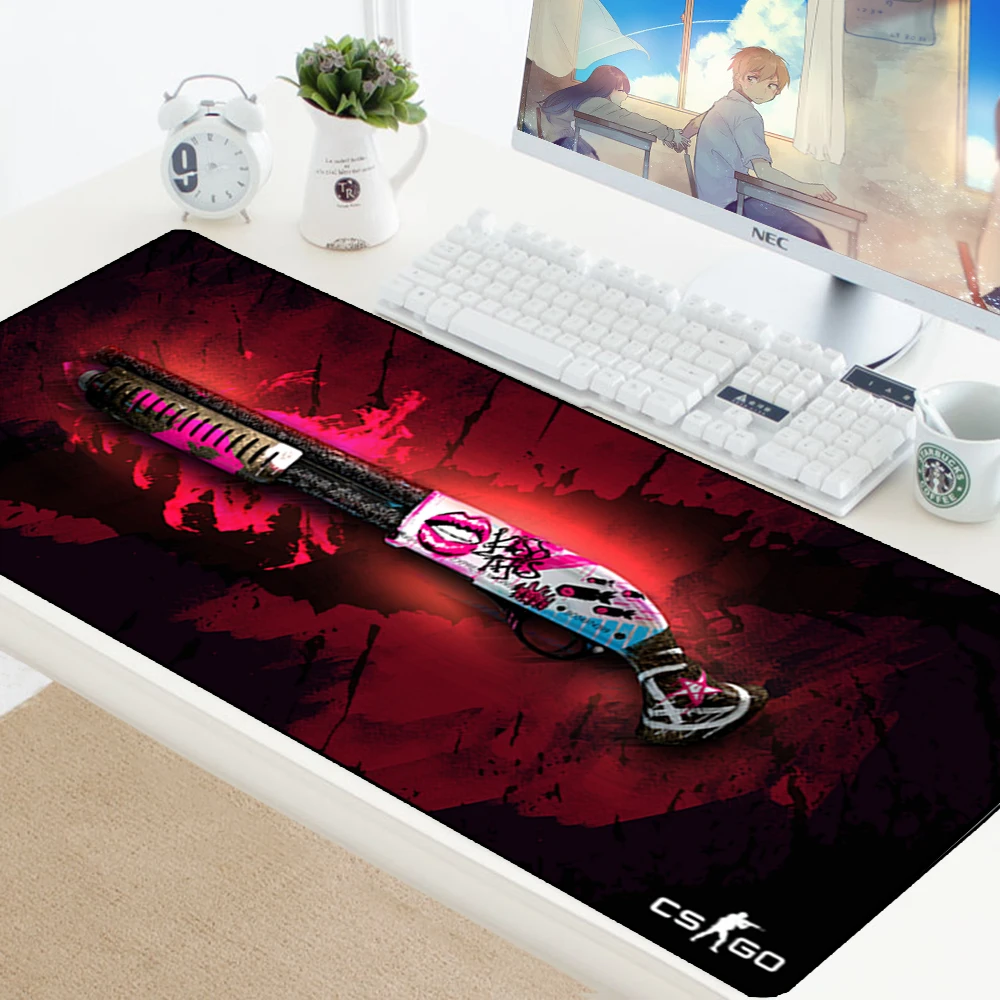 Коврик для мыши CS GO, дизайнерский коврик для мыши, скоростной коврик, резиновая клавиатура, игровая большая, XL, геймер, CSGO, черный, 700x300 мм, для ноутбука, ПК
