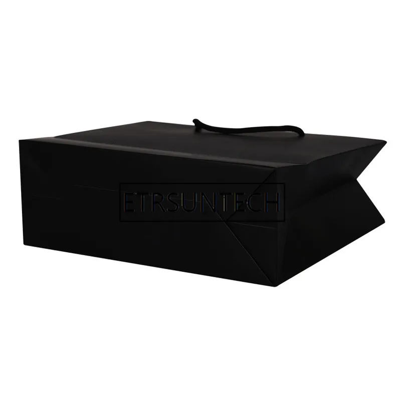 200 шт./лот высококачественный черный/белый пакет из крафт бумаги с ручкой