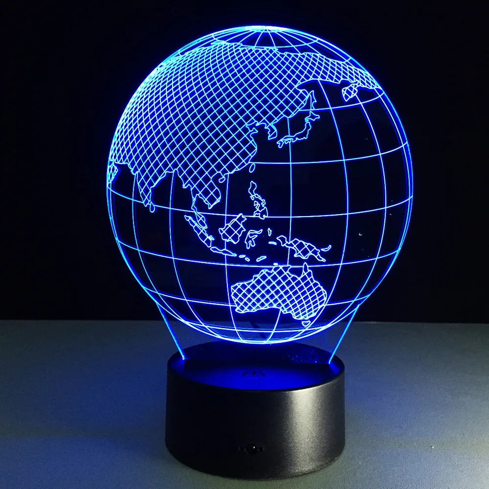 Oceania Map Earth Globe 3D Illusion Lamp LED 7 Color Changing Touch USB Night Light Home Decor Bedroom Mood Table Kids Gift | Лампы и