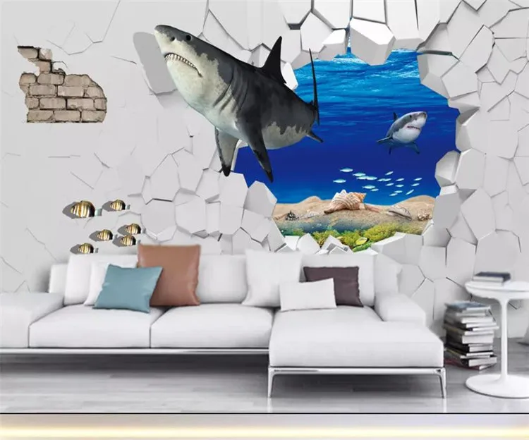 Индивидуальные 3d обои модные с морским дном 3D TV вилла бар фоновые стены