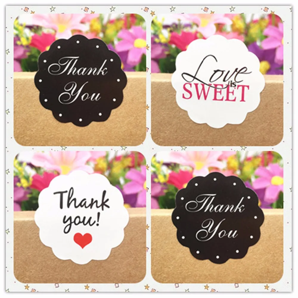 Самоклеящиеся Стикеры с надписью Thank You Love диаметр 3 см 100 шт.|Украшения своими
