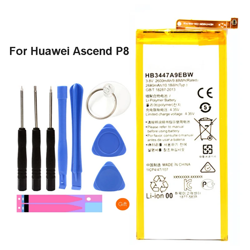 Для Huawei P8 батарея HB3447A9EBW Высокое качество 2680Mah Замена li battery для Ascend телефона