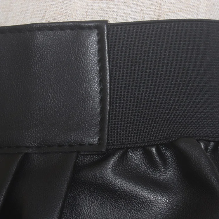 Женское платье из искусственной кожи на молнии широкий пояс с оборками и баской