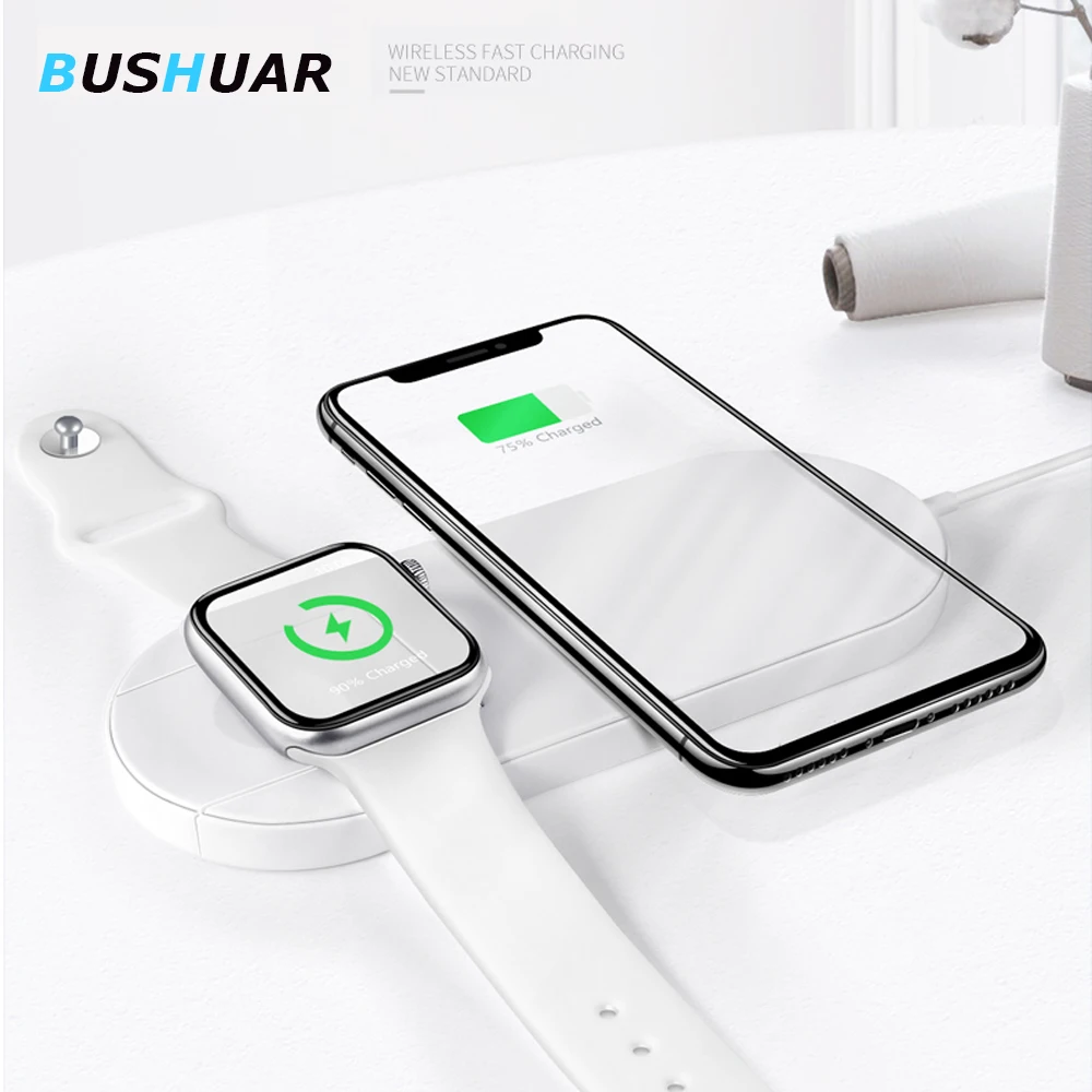 10 Вт QI Беспроводное зарядное устройство для iPhone X XS MAX 8 plus Быстрая зарядка 2 в 1 настольное зарядное устройство для apple watch 4 3 samsung S10 S9