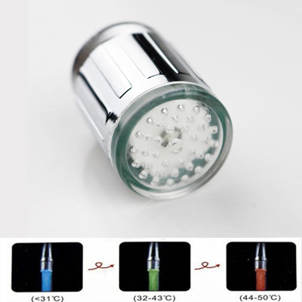 

RGB Color Water Faucet Temparature Deteting Led Light Blue Green Red color Glow Shower Kitchen new Tap TE Hand protection HQ