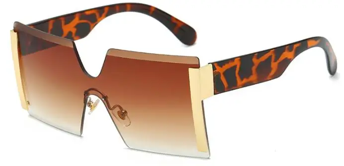 C8 leopard tea Женские негабаритные очки полуоправы Квадратные Солнцезащитные очки дизайнерские бренды люксовые Большие женские солнцезащитные очки цельные линзы Oculos - Цвет линз: C8 leopard tea