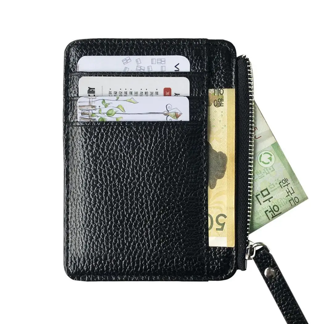Мужской женский модный однотонный кошелек ID держатель на молнии кредитный для