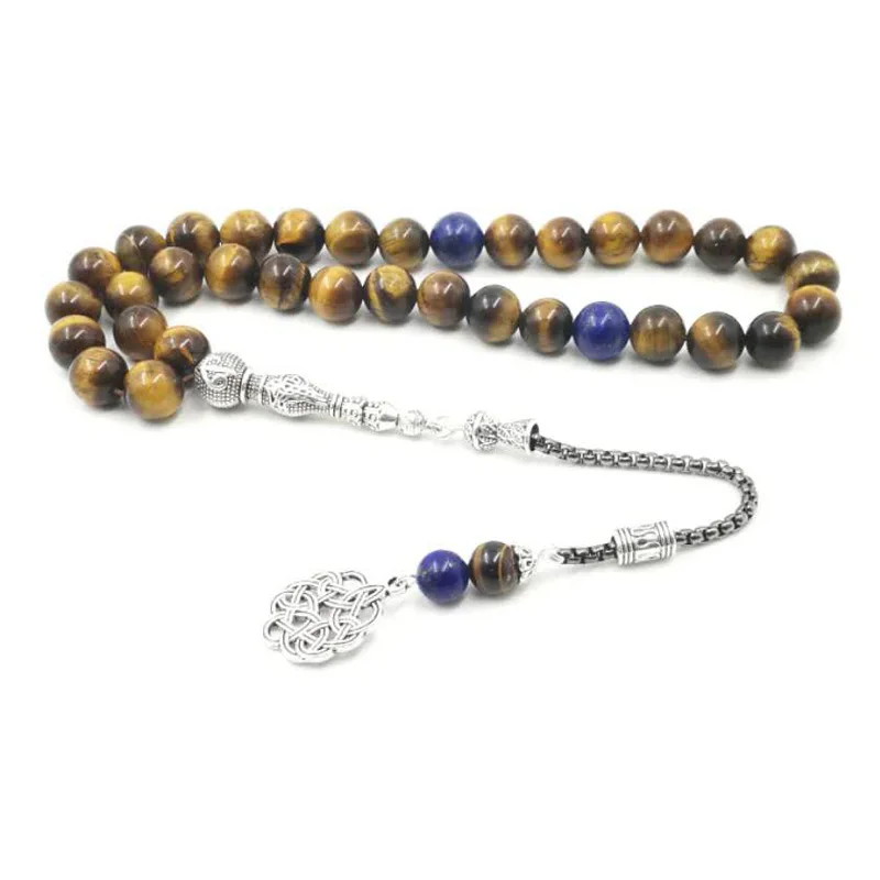 Новый стиль мужской Tasbih натуральный тигровый глаз с лазуритом мусульманские