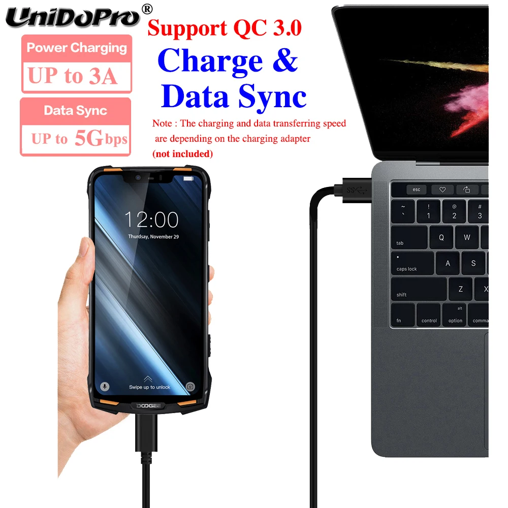 10 мм удлиненный наконечник QC 3 0 USB Type-C Быстрый зарядный кабель для Poptel P9000 Max P9000Max