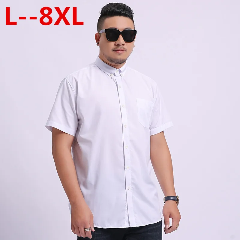 8XL 6XL Новое поступление белая мужская рубашка с коротким рукавом деловые