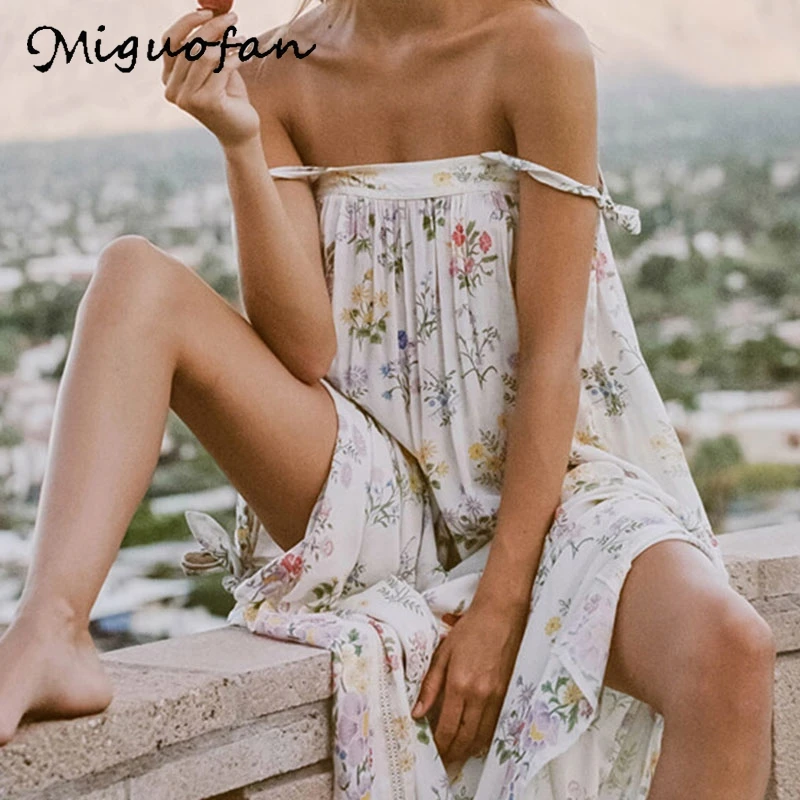 Женское платье Miguofan длинное на тонких бретельках с принтом лето 2019 | Женская
