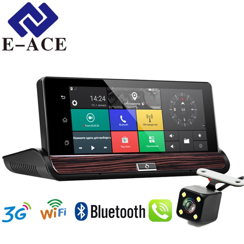 E-ACE 3g Wi-Fi автомобильный видеорегистратор gps Камера зеркало 7 0 дюймов Android Dashcam Full HD