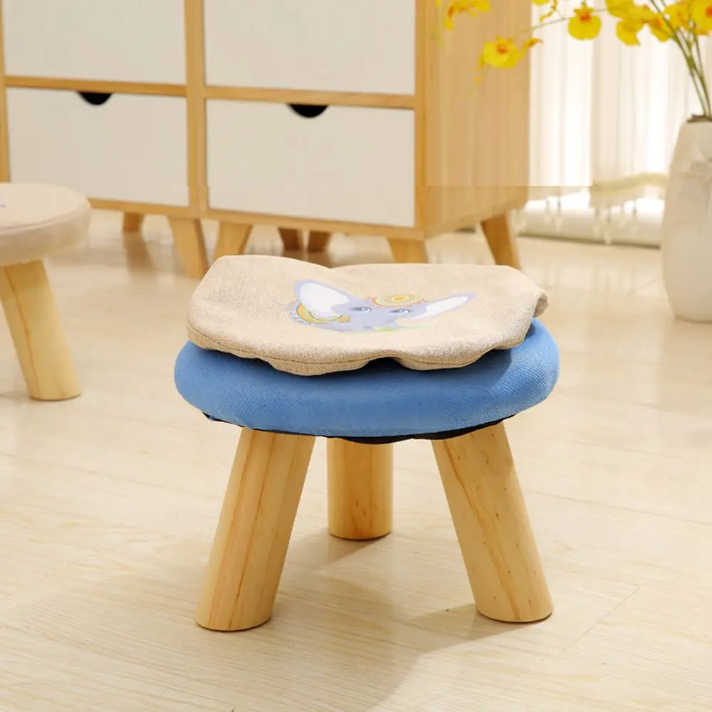 Small Soft Stool Shoe Bench Home Sofa Animal Linen Solid Wood Table Footstool For Adults And Children | Мебель