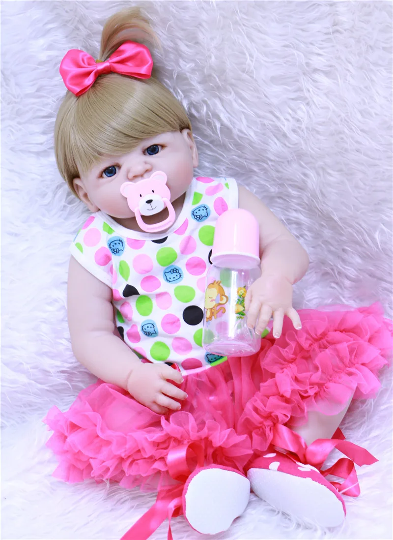 Кукла Reborn Boneca Realista 55 см силиконовая для детей подарок на день рождения|Куклы| |