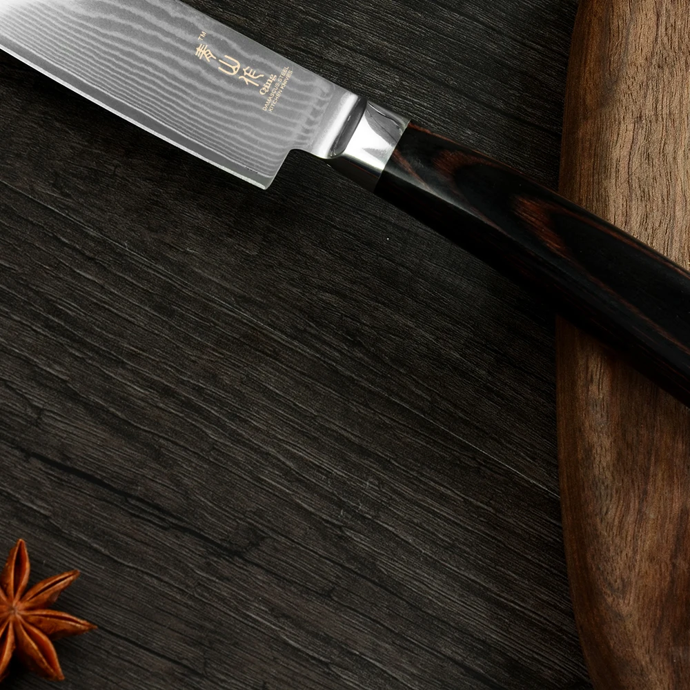 Цин кухонный нож японский дамасский стальной Santoku Кливер японские ножи