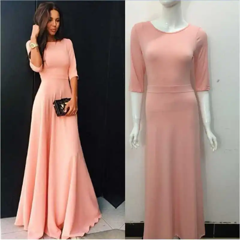 2017 элегантный лето женщины макси dress новое прибытие о шеи половина рукава высокой