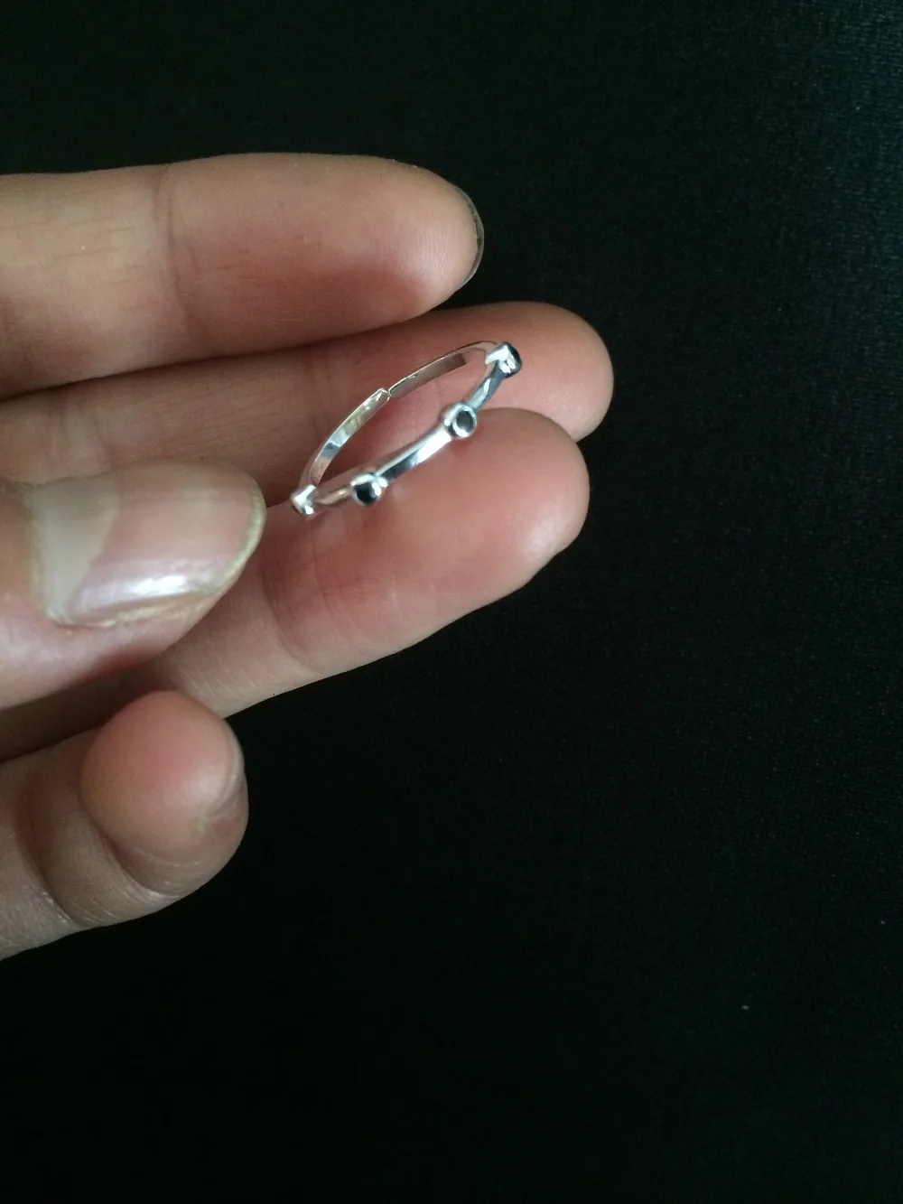 Реальный. Женское серебряное Ювелирное Украшение с черным агатом тонкое кольцо