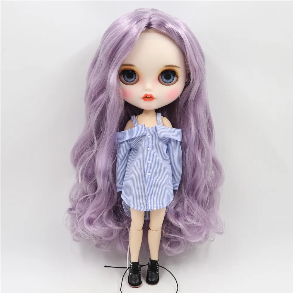 1/6 bjd фабрика blyth кукла с яркой кожей шарнир тело бледно-фиолетовый фиолетовые волосы, новое матовое лицо с зубами, 30 см BL1049