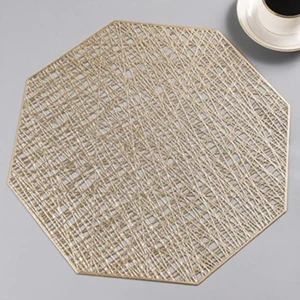 Octagon gold Круглый коврик для столовых приборов, полый коврик из ПВХ, коврик для обеденного стола, кофейные подставки, 1 шт - Цвет: Octagon gold