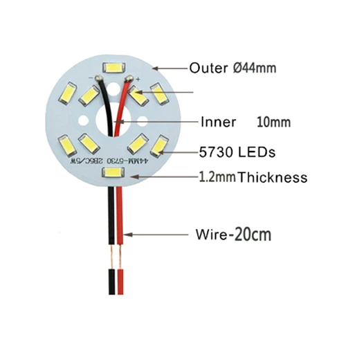 5 шт. SMD 5730 Вт 44 мм белый светодио дный свет светодиодное освещение доска панелью источник бусины алюминий пластины база