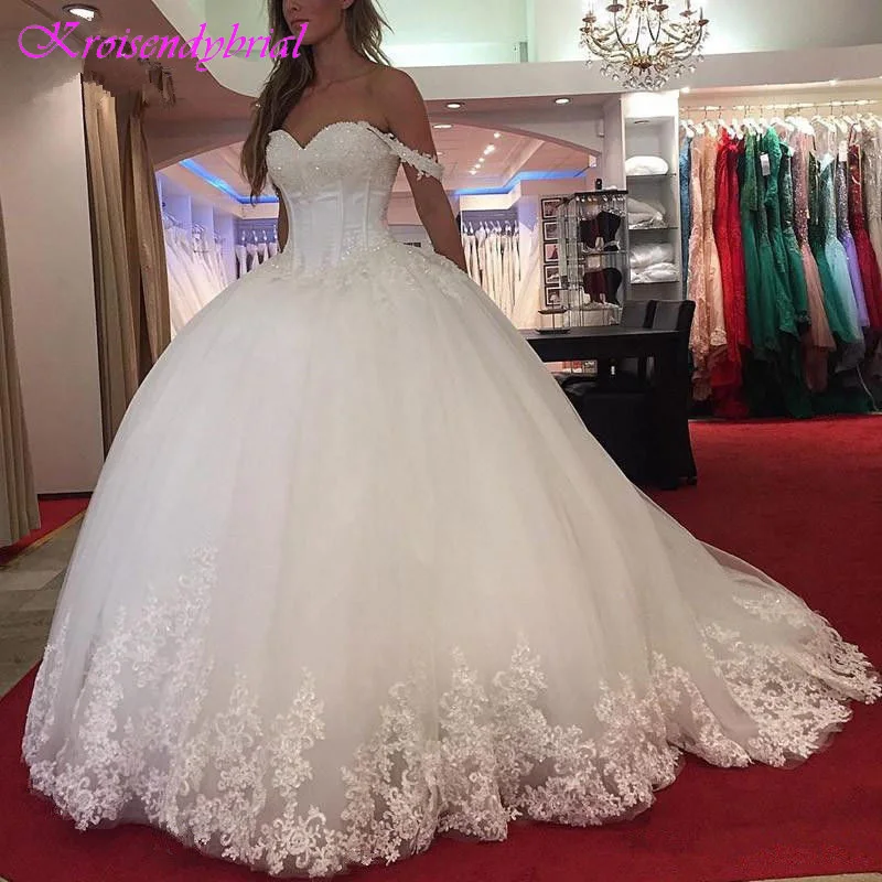 DZW308 Vestido De Noiva 2019 Lace Wedding Dress Long Ball Gown Sweetheart Appliques Bridal Dresses | Свадьбы и торжества