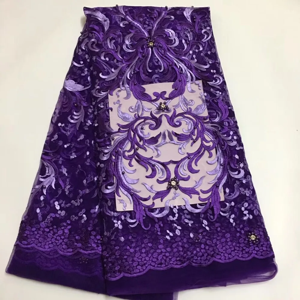 Free shipping 5 yards/lot High quality French mesh lace with stones in purple color for making evening dress! TW072 | Дом и сад