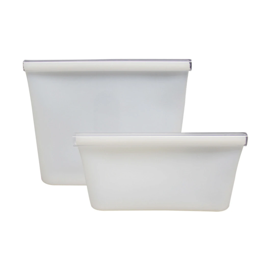 2 x Dish Set White 8 x многоразовые силиконовые пакеты для сохранения пищи герметичные уплотнения на молнии герметичные емкости для хранения продуктов контейнер Универсальная кухонная посуда - Цвет: 2 x Dish Set White