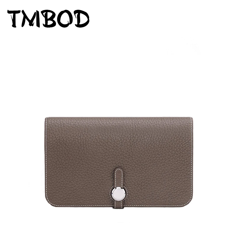 Женский Длинный кошелек из натуральной кожи простой дизайнерский клатч с