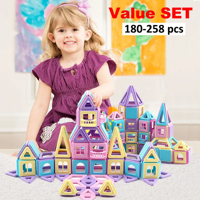 258 шт. значение набор магнитных блоков игрушки блок из плиток Kit для детей