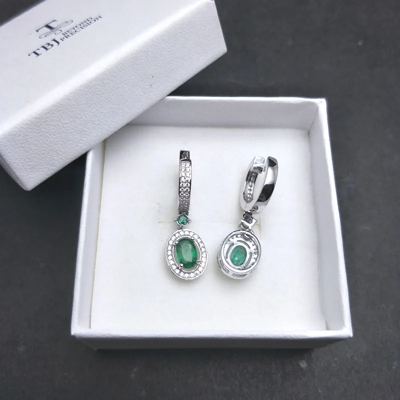 Женские серьги с изумрудом TBJ Подарочные ювелирные украшения натуральными